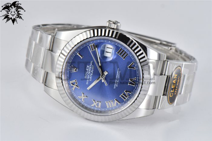 DateJust 126334 904L SS Clean Factory Best Edition Blue Dial with Roman Markers on Oyster Bracelet S3235 - Image 7