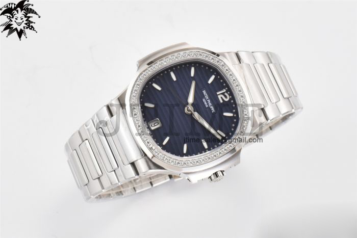 Nautilus 7118 Ladies 3KF 1:1 Best Edition Blue Dial Diamonds Bezel on SS Bracelet A324 Super Clone - Image 2