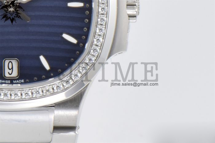 Nautilus 7118 Ladies 3KF 1:1 Best Edition Blue Dial Diamonds Bezel on SS Bracelet A324 Super Clone - Image 7