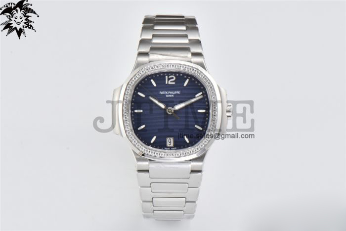 Nautilus 7118 Ladies 3KF 1:1 Best Edition Blue Dial Diamonds Bezel on SS Bracelet A324 Super Clone - Image 3