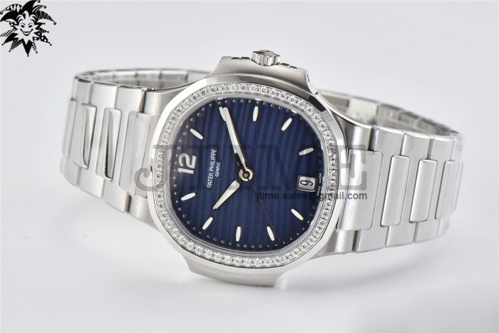Nautilus 7118 Ladies 3KF 1:1 Best Edition Blue Dial Diamonds Bezel on SS Bracelet A324 Super Clone - Image 4