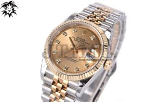DateJust 36 SS/YG 126233 GMF Gold Wrapped 904L Steel Gold Dial Diamonds Markers on Jubilee Bracelet SA3235