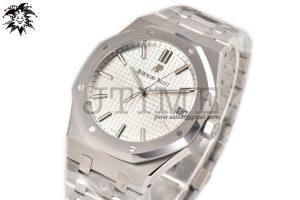 Royal Oak 41mm 15500 SS ZF 1:1 Best Edition White Textured Dial on SS Bracelet A4302 Super Clone