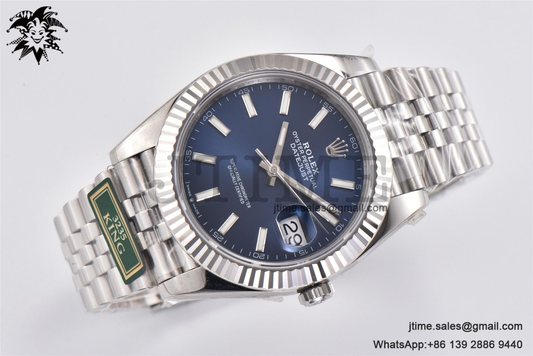 DateJust 41 SS Fluted Bezel KING 1:1 Best Edition 904L Steel Blue Stick Dial on Jubilee Bracelet VR3235 - Image 4