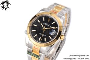 DateJust 41 YG Polished Bezel KING 1:1 Best Edition 904L Steel Black Stick Dial on SS/YG Oyster Bracelet VR3235