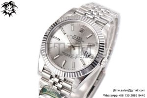 DateJust 41 SS Fluted Bezel KING 1:1 Best Edition 904L Steel Silver Stick Dial on Jubilee Bracelet VR3235