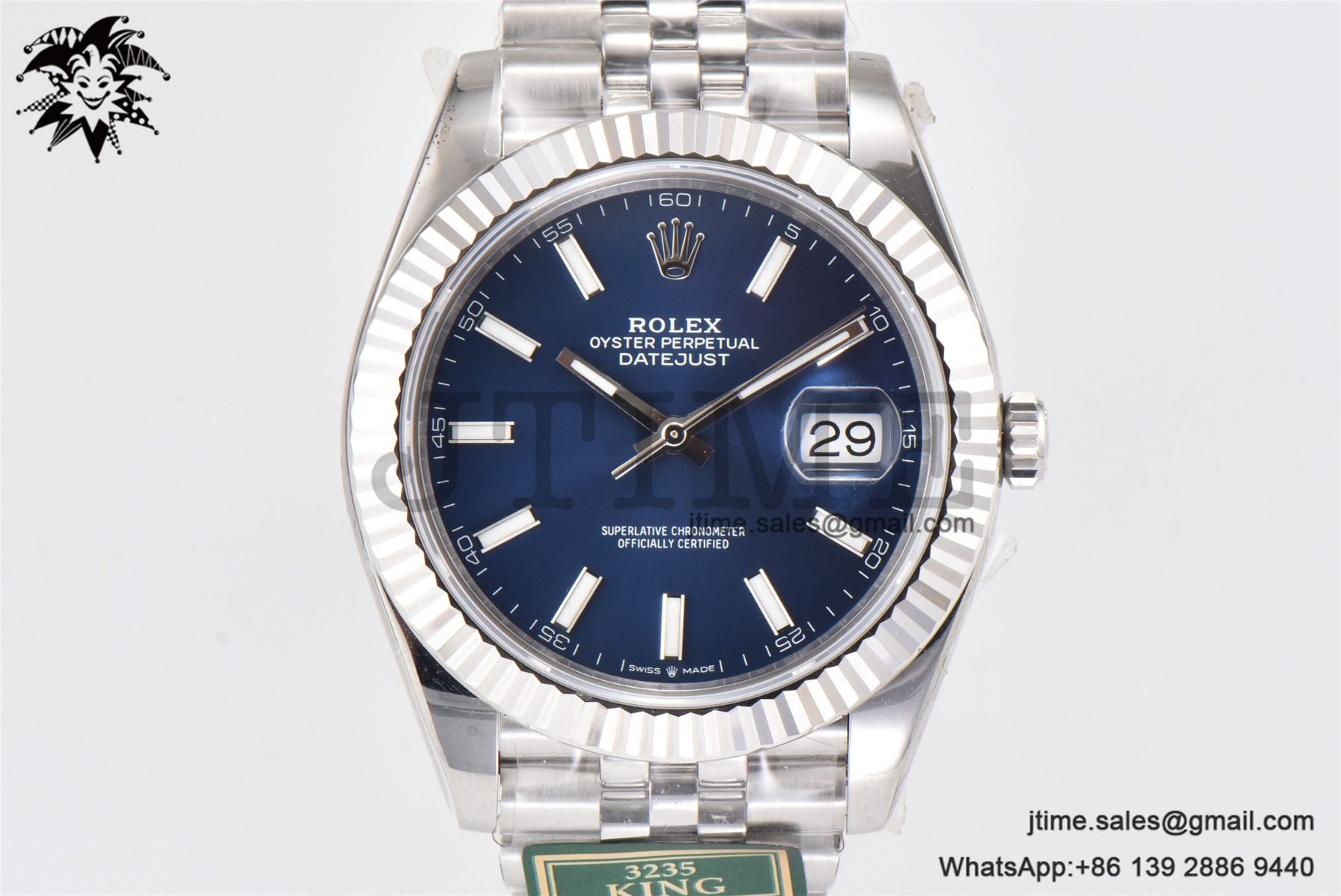 DateJust 41 SS Fluted Bezel KING 1:1 Best Edition 904L Steel Blue Stick Dial on Jubilee Bracelet VR3235 - Image 5