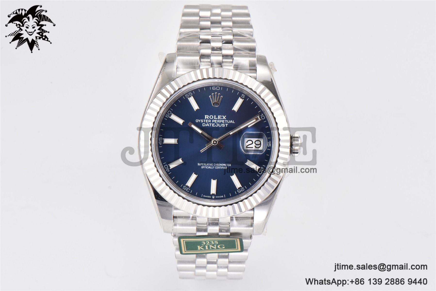 DateJust 41 SS Fluted Bezel KING 1:1 Best Edition 904L Steel Blue Stick Dial on Jubilee Bracelet VR3235 - Image 2