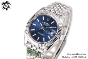 DateJust 41 SS Fluted Bezel KING 1:1 Best Edition 904L Steel Blue Stick Dial on Jubilee Bracelet VR3235