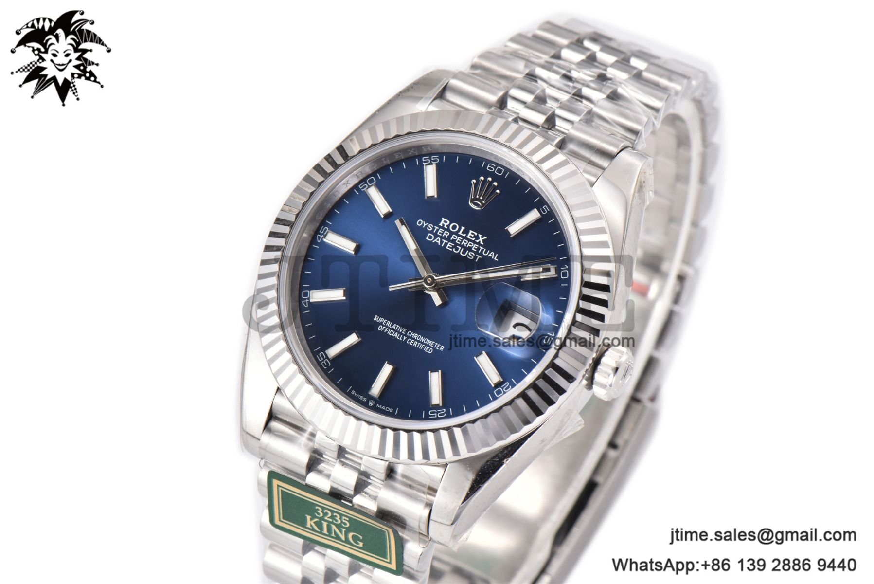 DateJust 41 SS Fluted Bezel KING 1:1 Best Edition 904L Steel Blue Stick Dial on Jubilee Bracelet VR3235