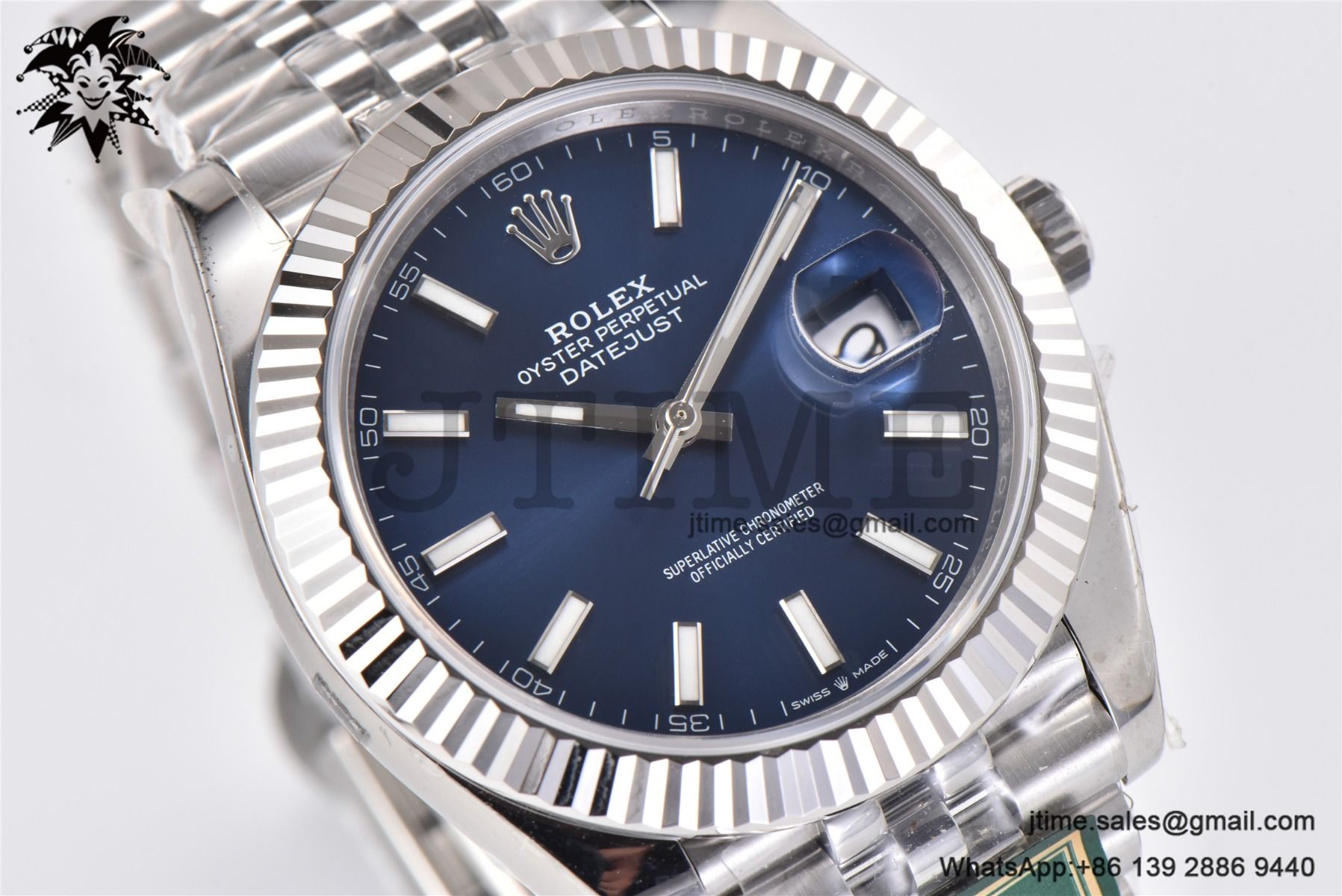 DateJust 41 SS Fluted Bezel KING 1:1 Best Edition 904L Steel Blue Stick Dial on Jubilee Bracelet VR3235 - Image 6