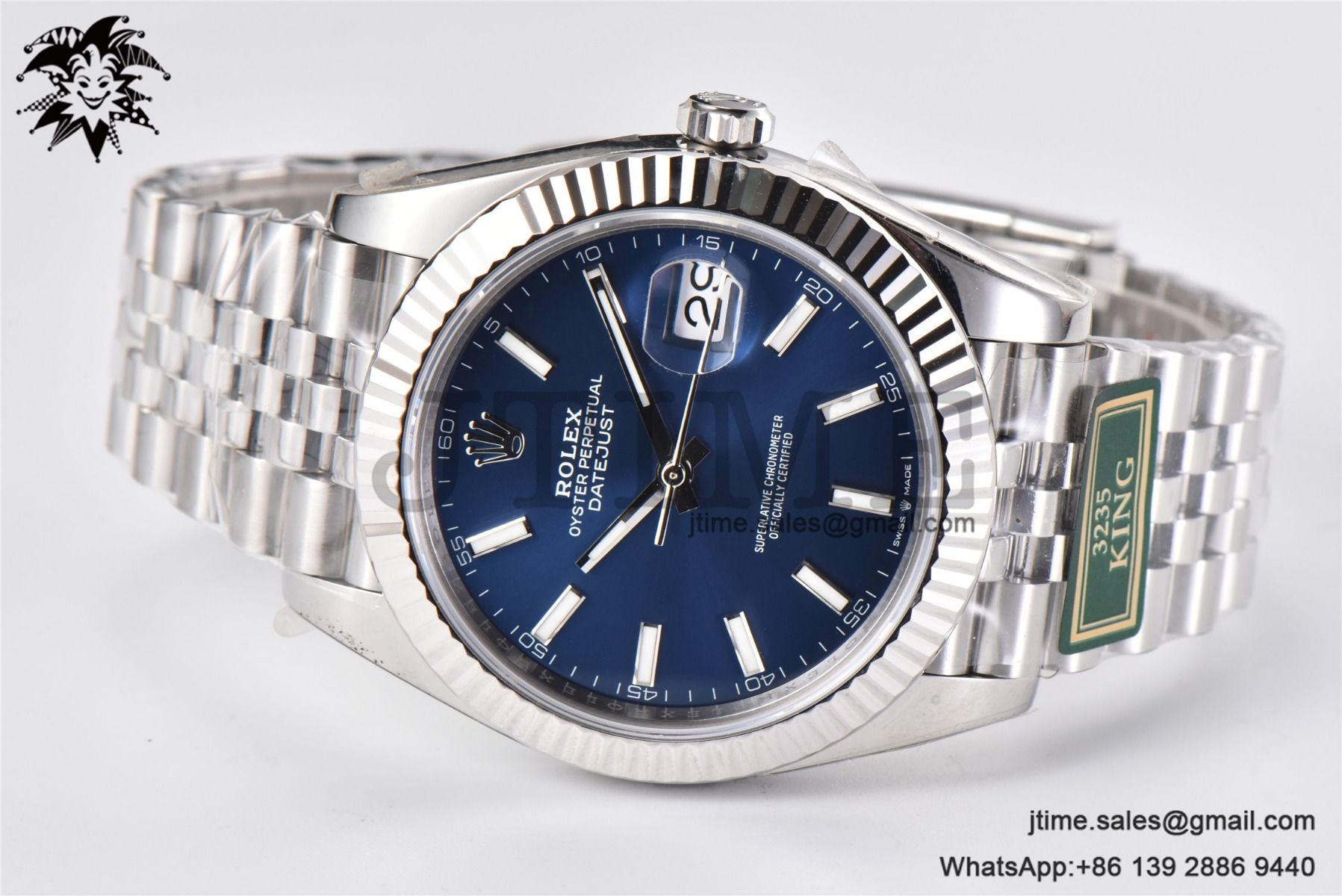 DateJust 41 SS Fluted Bezel KING 1:1 Best Edition 904L Steel Blue Stick Dial on Jubilee Bracelet VR3235 - Image 3
