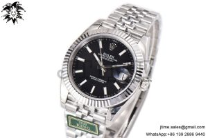 DateJust 41 SS Fluted Bezel KING 1:1 Best Edition 904L Steel Black Stick Dial on Jubilee Bracelet VR3235