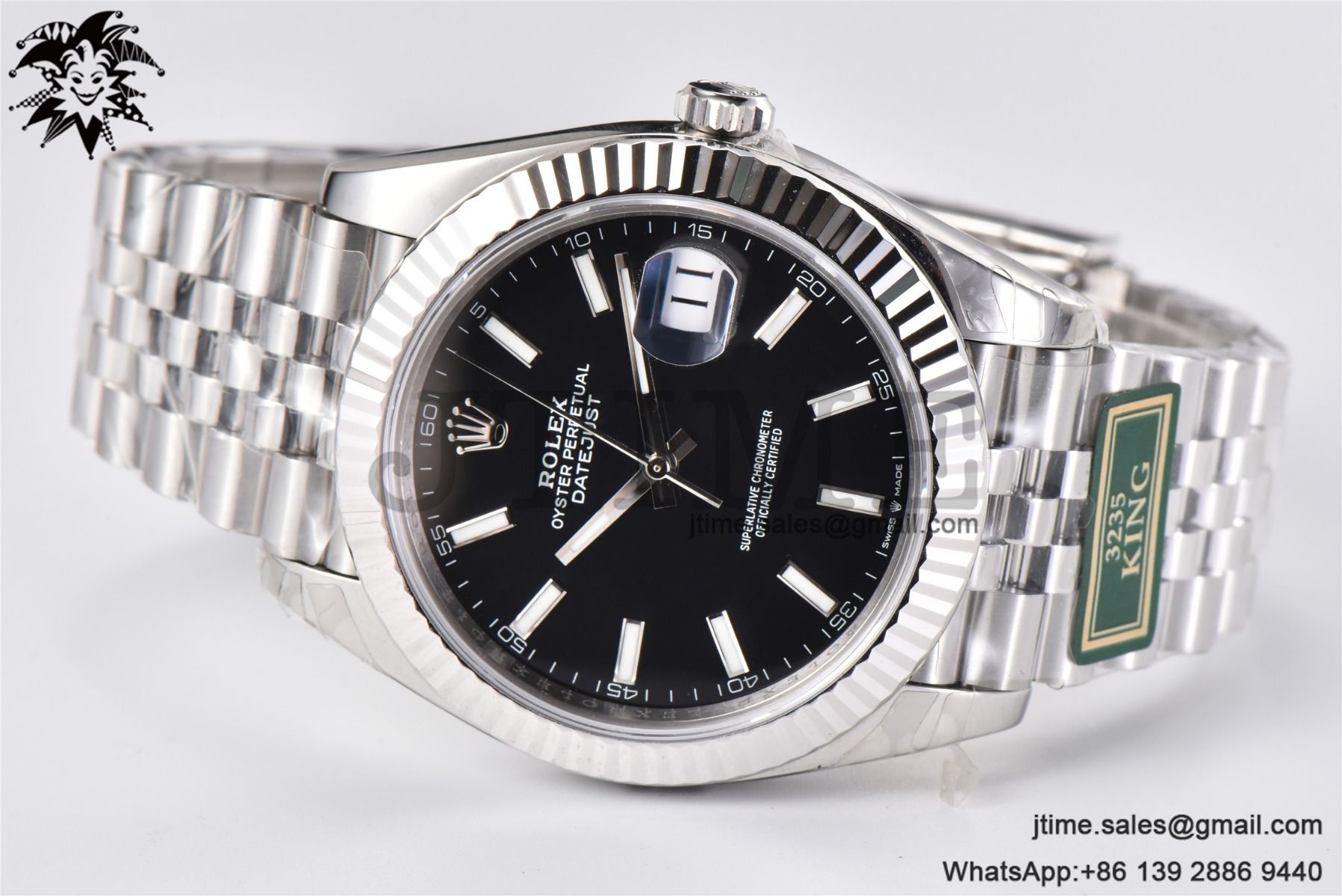 DateJust 41 SS Fluted Bezel KING 1:1 Best Edition 904L Steel Black Stick Dial on Jubilee Bracelet VR3235 - Image 3