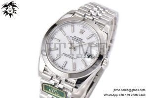 DateJust 41 SS Polished Bezel KING 1:1 Best Edition 904L Steel White Stick Dial on Jubilee Bracelet VR3235