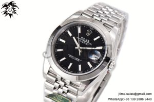 DateJust 41 SS Polished Bezel KING 1:1 Best Edition 904L Steel Black Stick Dial on Jubilee Bracelet VR3235
