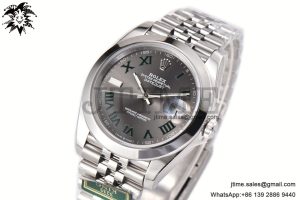 DateJust 41 SS Polished Bezel KING 1:1 Best Edition 904L Steel Gray Green Roman Dial on Jubilee Bracelet VR3235