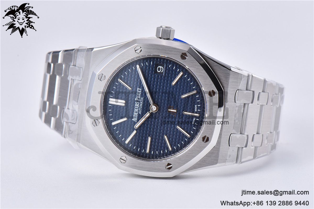 Royal Oak 39mm 15202 SS ZF 1:1 Best Edition Blue Textured Dial on SS Bracelet A2121 - Image 5