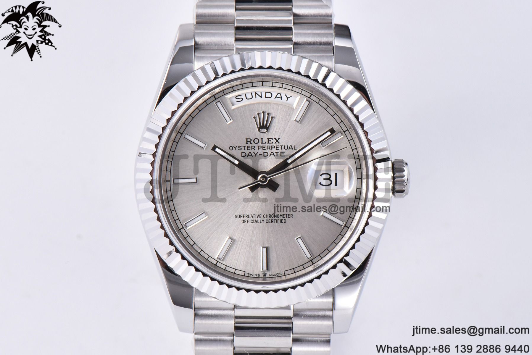 Day Date 40 SS 904L Steel GMF 1:1 Best Edition Silver Stick Dial on SS Bracelet A2836 - Image 13