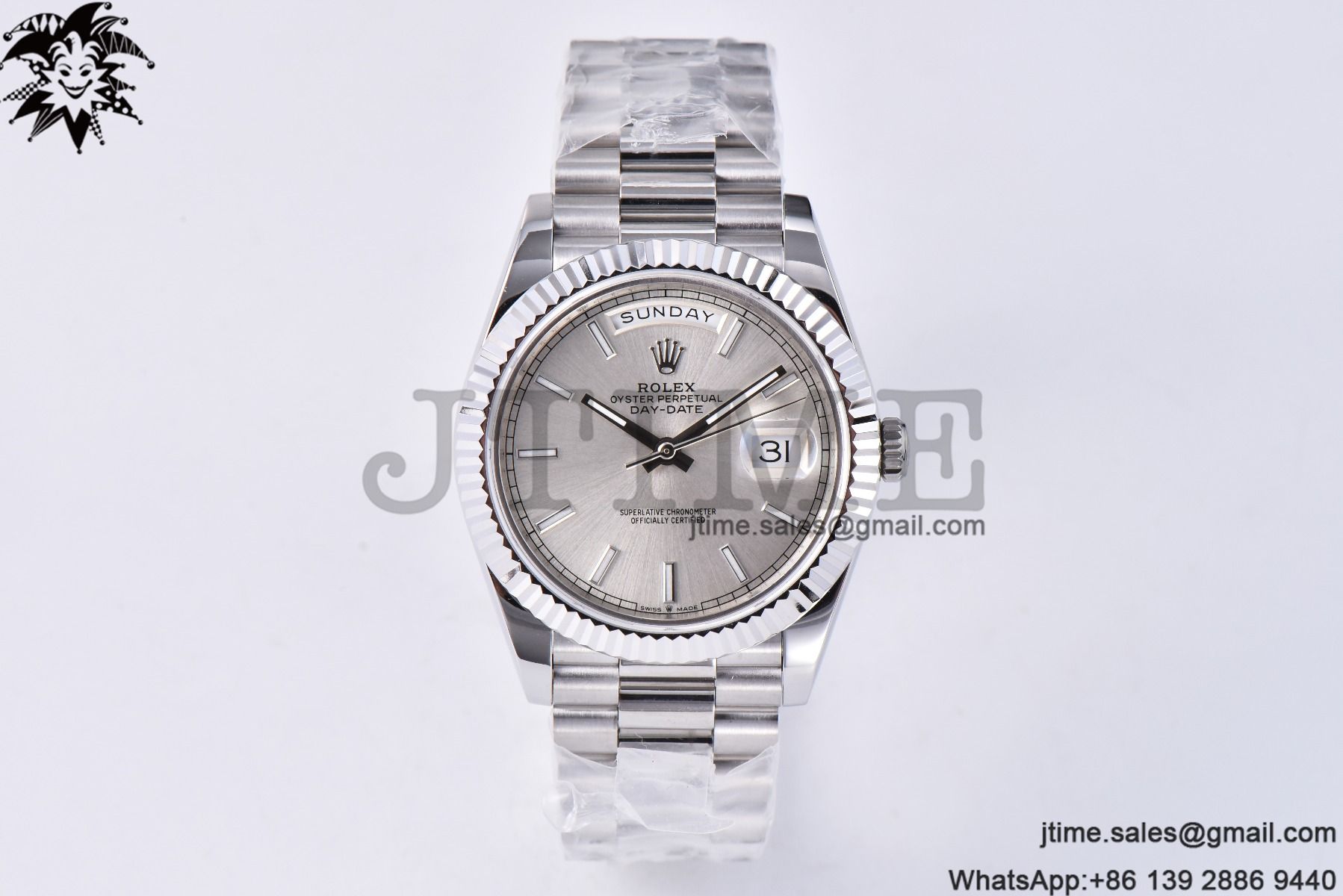 Day Date 40 SS 904L Steel GMF 1:1 Best Edition Silver Stick Dial on SS Bracelet A2836 - Image 14