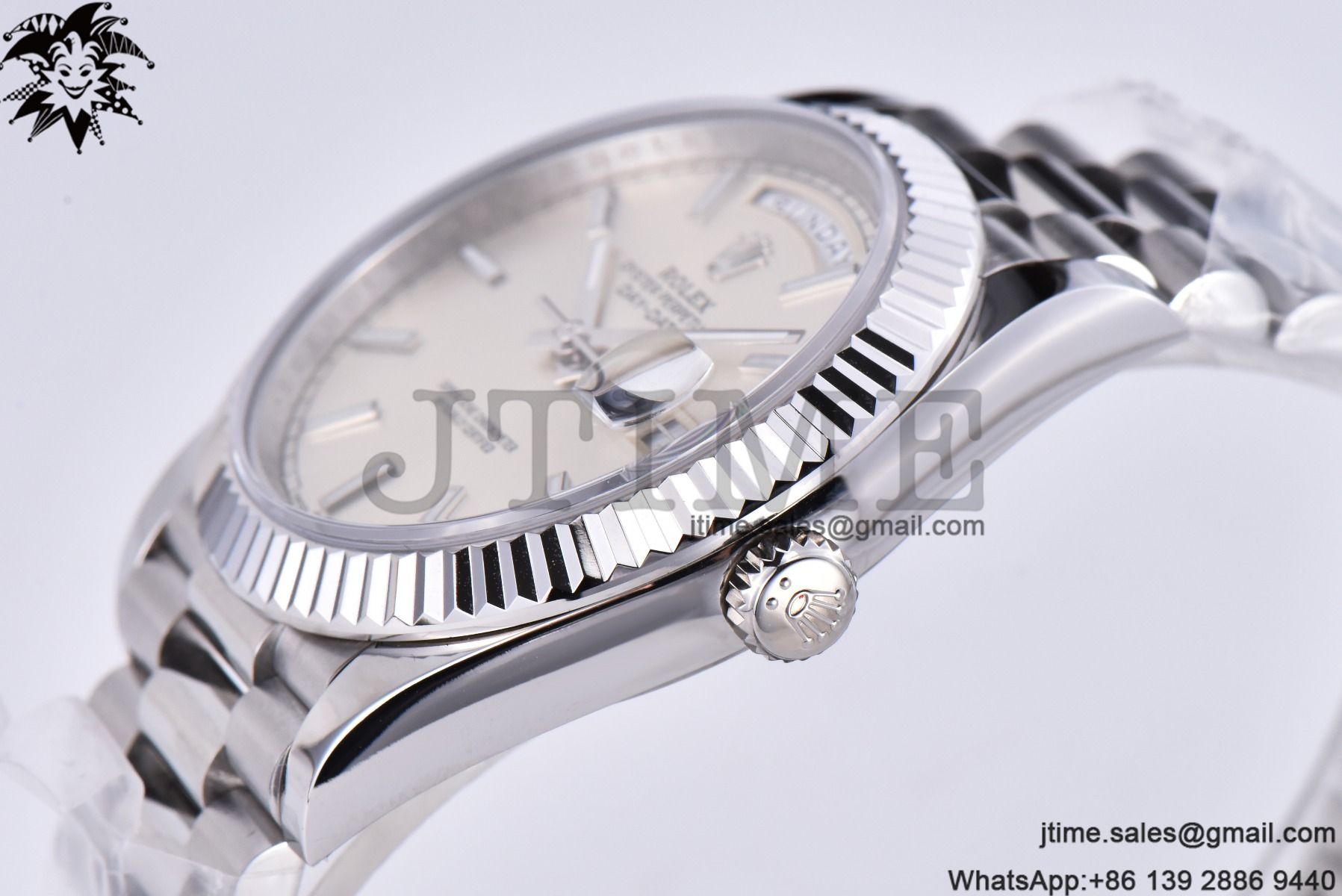 Day Date 40 SS 904L Steel GMF 1:1 Best Edition Silver Stick Dial on SS Bracelet A2836 - Image 19