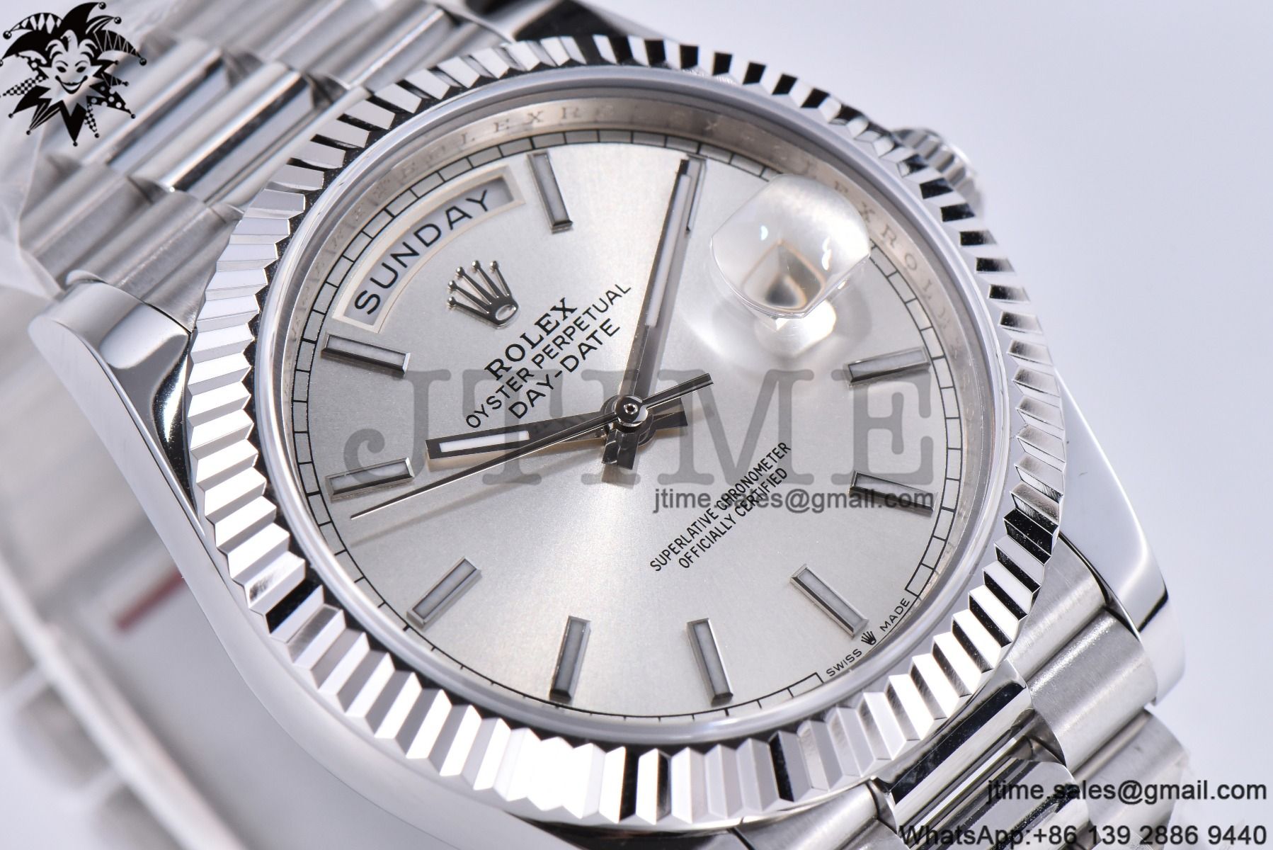 Day Date 40 SS 904L Steel GMF 1:1 Best Edition Silver Stick Dial on SS Bracelet A2836 - Image 20