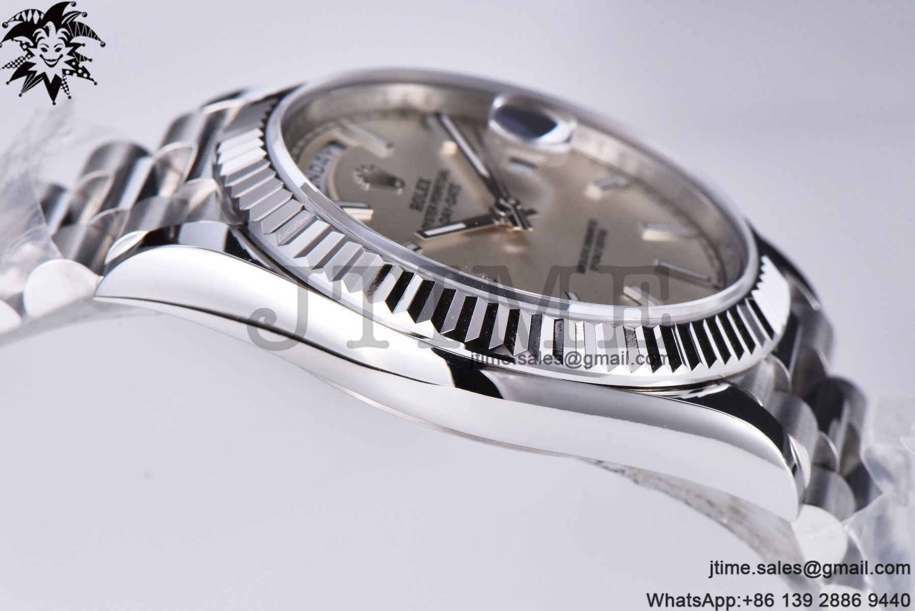 Day Date 40 SS 904L Steel GMF 1:1 Best Edition Silver Stick Dial on SS Bracelet A2836 - Image 21