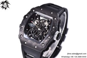 RM035-02 KVF Best Edition Skeleton Dial White on Black Rubber Strap MIYOTA8215 V3