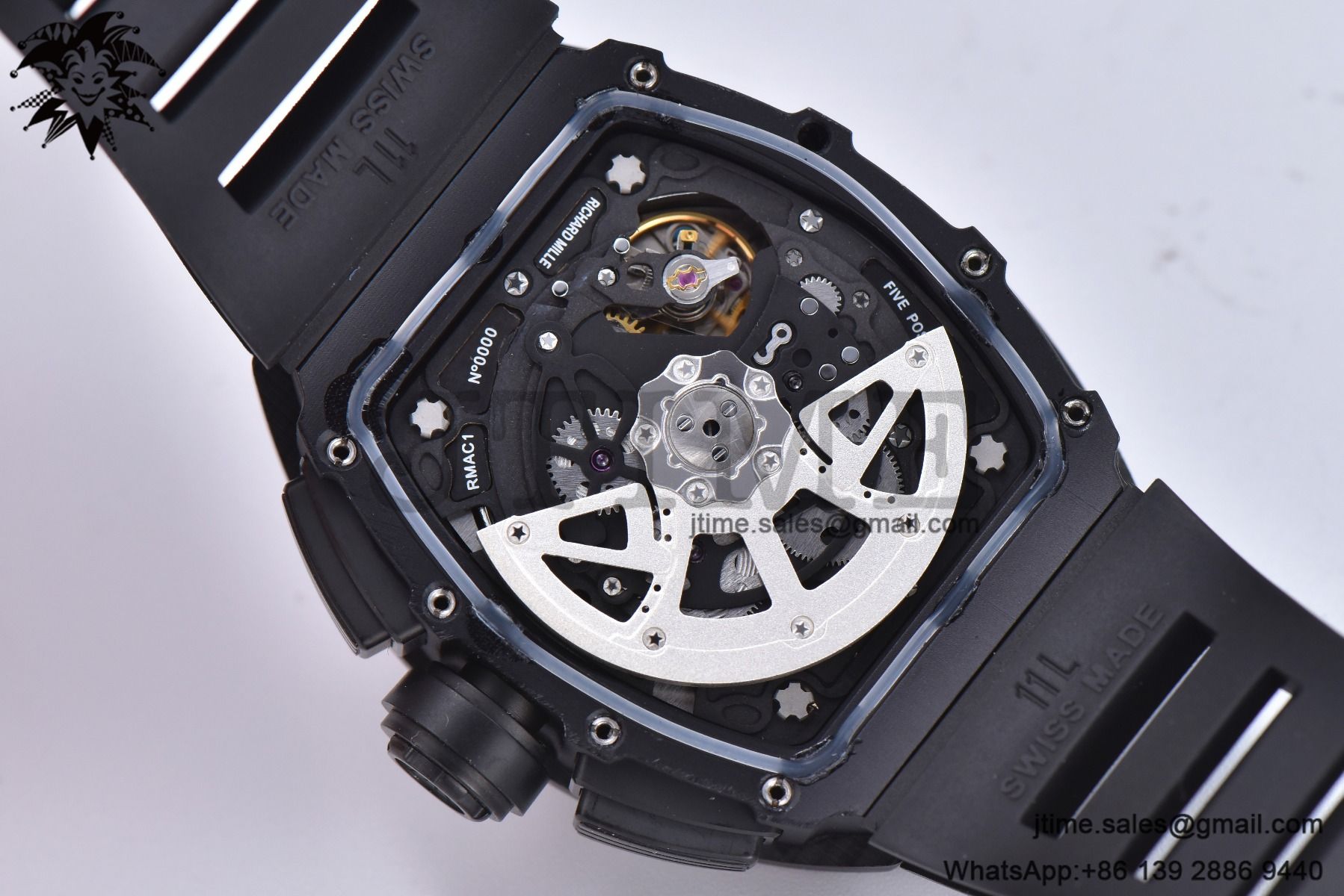 RM011 NTPT Chrono RG Case KVF 1:1 Best Edition Crystal Dial Red on Black Rubber Strap A7750 V2 - Image 28