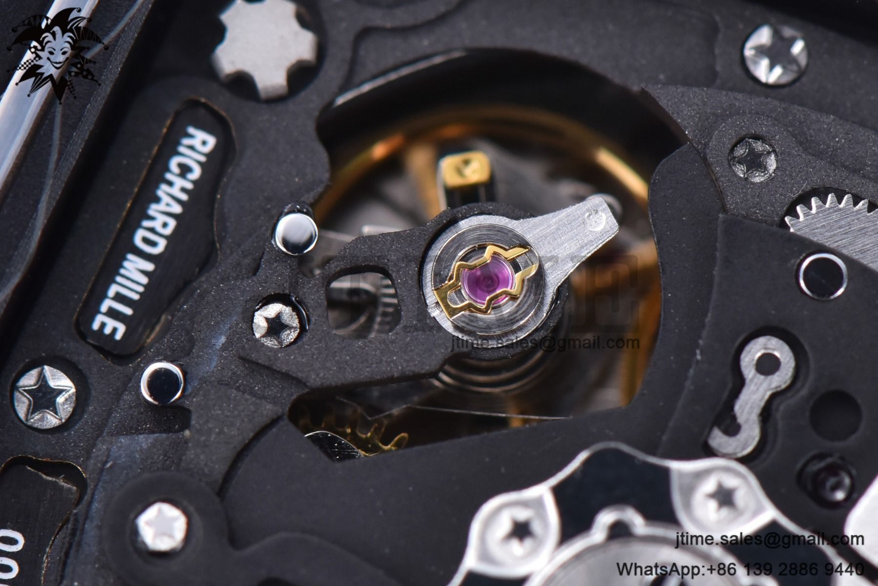 RM011 NTPT Chrono RG Case KVF 1:1 Best Edition Crystal Dial Red on Black Rubber Strap A7750 V2 - Image 25