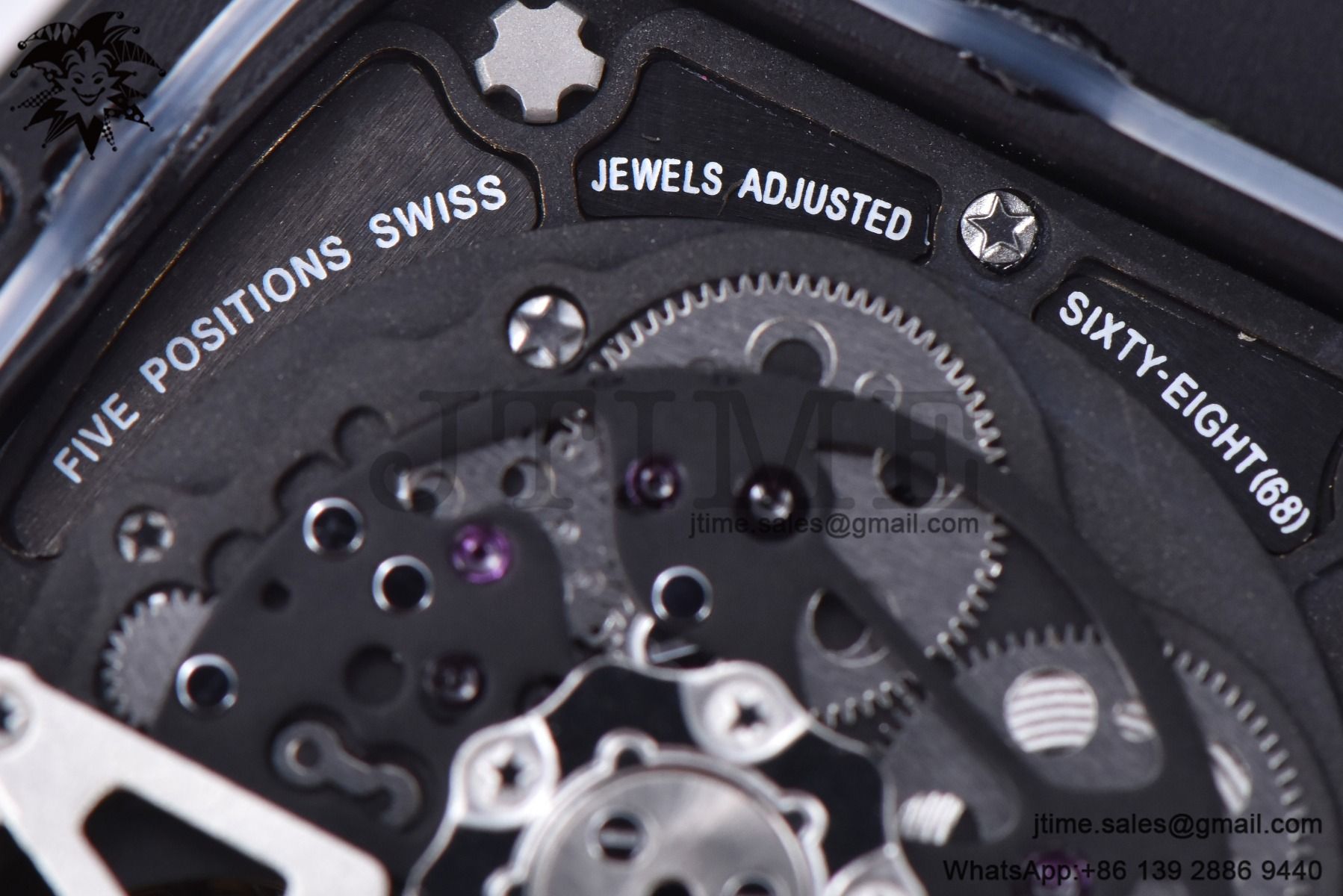 RM011 NTPT Chrono RG Case KVF 1:1 Best Edition Crystal Dial Red on Black Rubber Strap A7750 V2 - Image 23