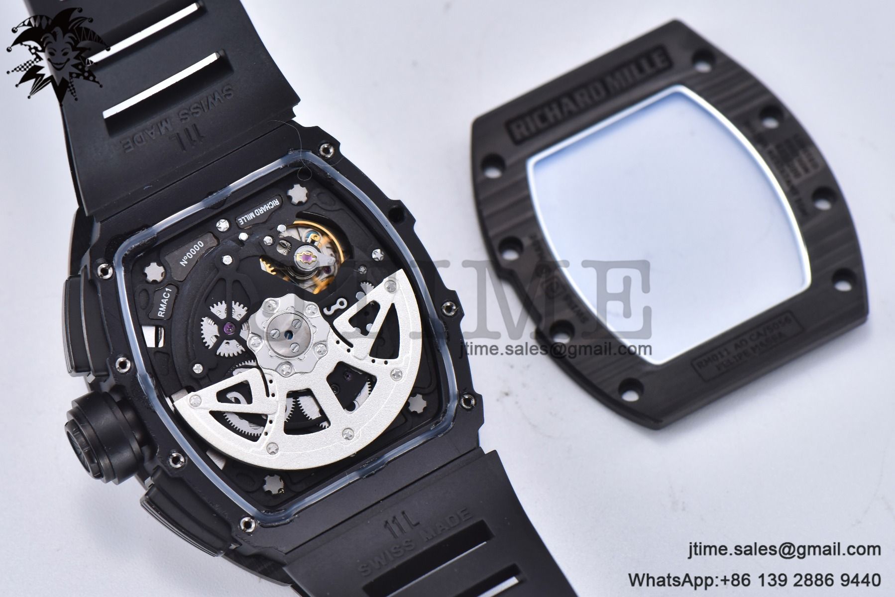 RM011 NTPT Chrono RG Case KVF 1:1 Best Edition Crystal Dial Red on Black Rubber Strap A7750 V2 - Image 21