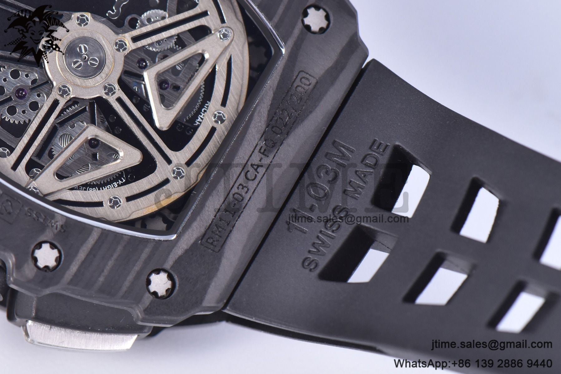 RM011 NTPT Chrono RG Case KVF 1:1 Best Edition Crystal Dial Red on Black Rubber Strap A7750 V2 - Image 17