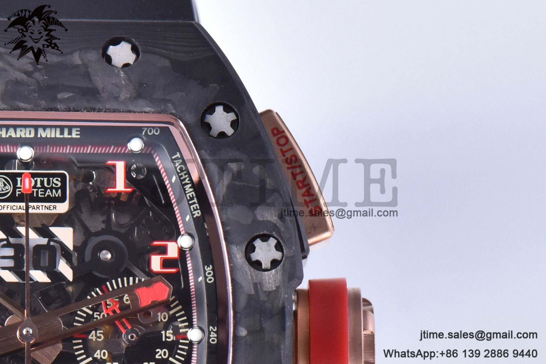 RM011 NTPT Chrono RG Case KVF 1:1 Best Edition Crystal Dial Red on Black Rubber Strap A7750 V2 - Image 16