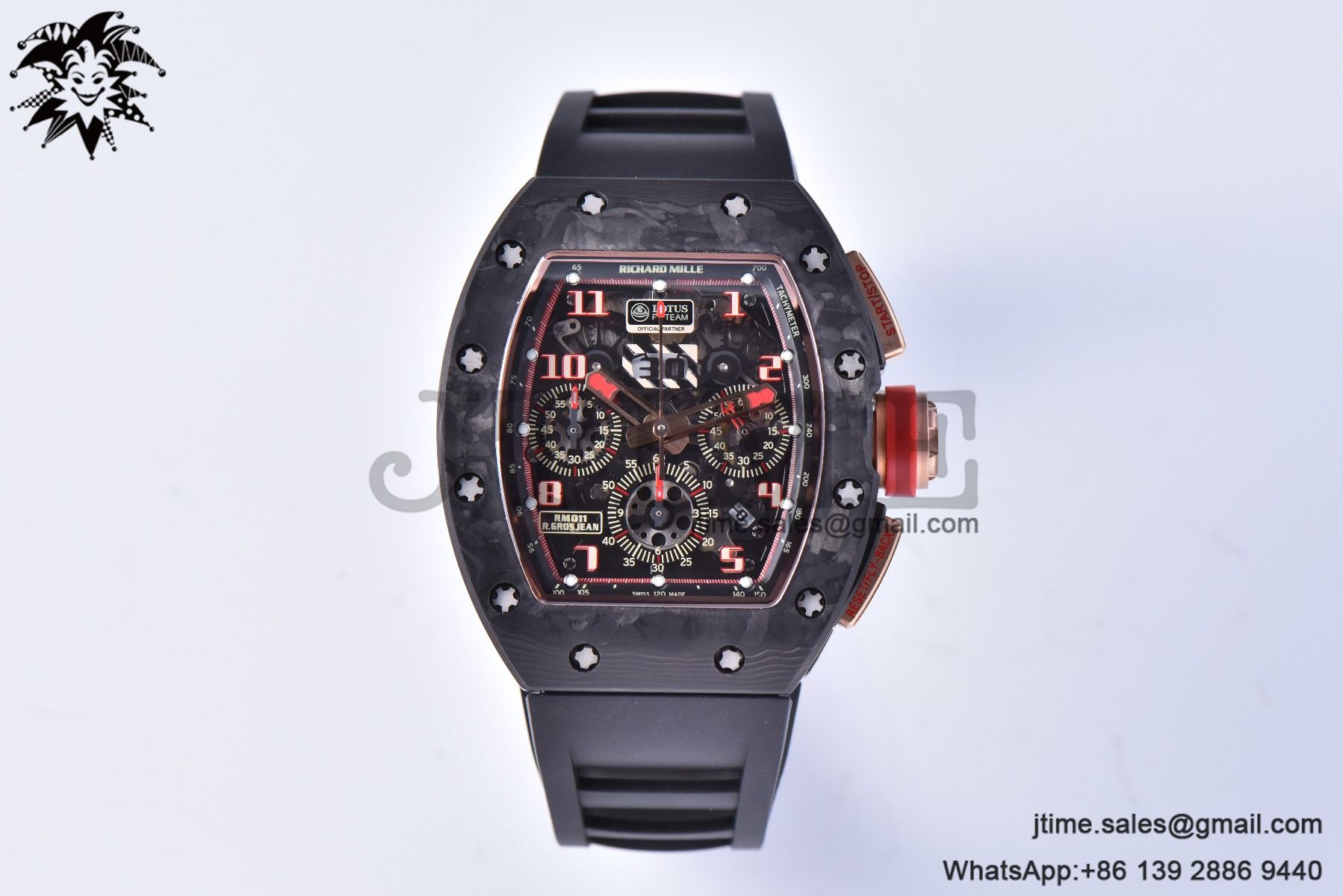 RM011 NTPT Chrono RG Case KVF 1:1 Best Edition Crystal Dial Red on Black Rubber Strap A7750 V2 - Image 14