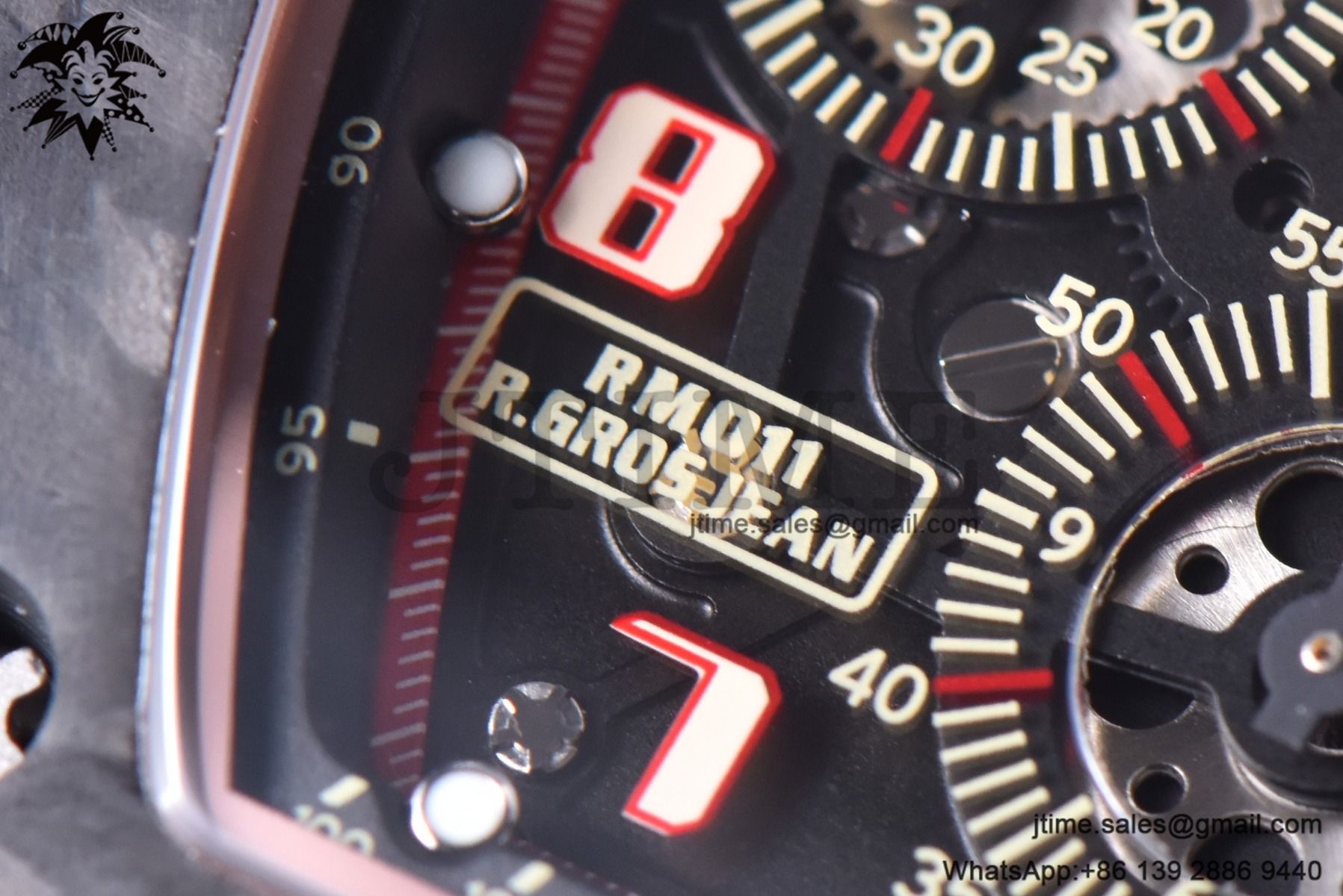 RM011 NTPT Chrono RG Case KVF 1:1 Best Edition Crystal Dial Red on Black Rubber Strap A7750 V2 - Image 2
