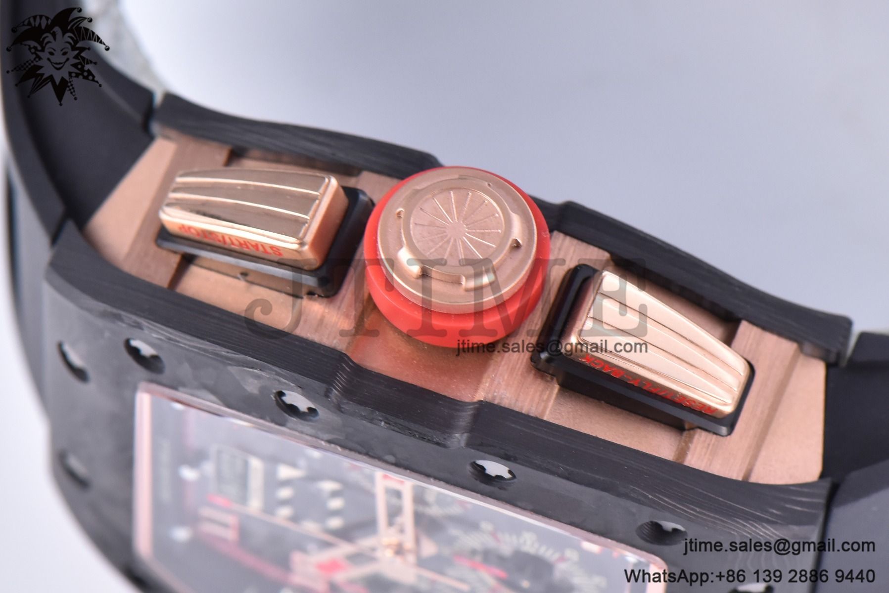 RM011 NTPT Chrono RG Case KVF 1:1 Best Edition Crystal Dial Red on Black Rubber Strap A7750 V2 - Image 7