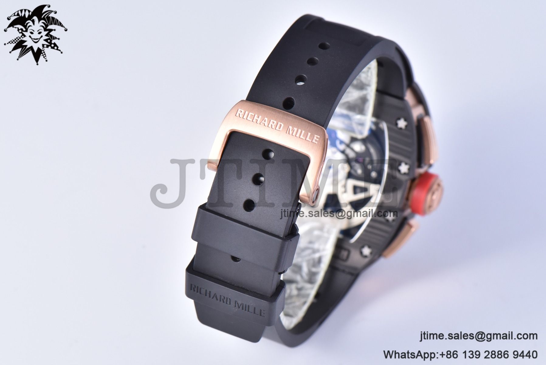 RM011 NTPT Chrono RG Case KVF 1:1 Best Edition Crystal Dial Red on Black Rubber Strap A7750 V2 - Image 9