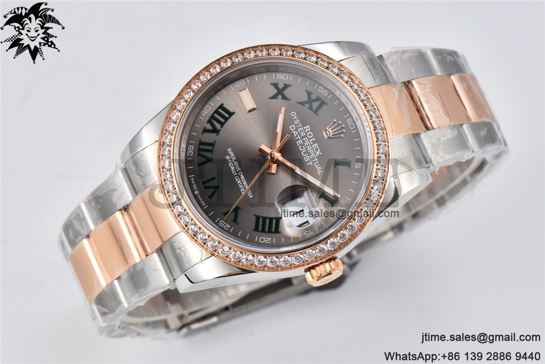 DateJust 36 SS/RG 126203 BPF 1:1 Best Edition Full Diamond Bezel Gray Dial on Oyster Bracelet A2824 - Image 4