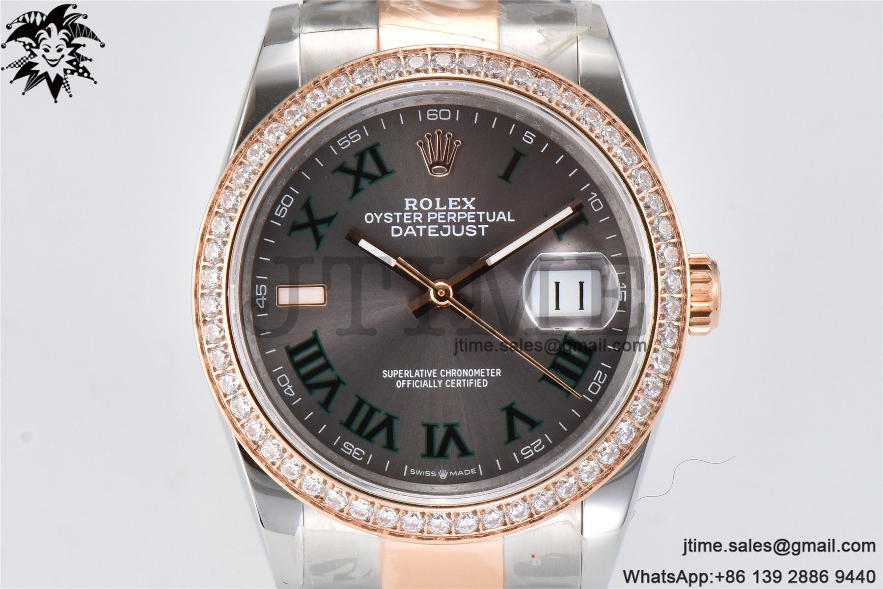 DateJust 36 SS/RG 126203 BPF 1:1 Best Edition Full Diamond Bezel Gray Dial on Oyster Bracelet A2824 - Image 2