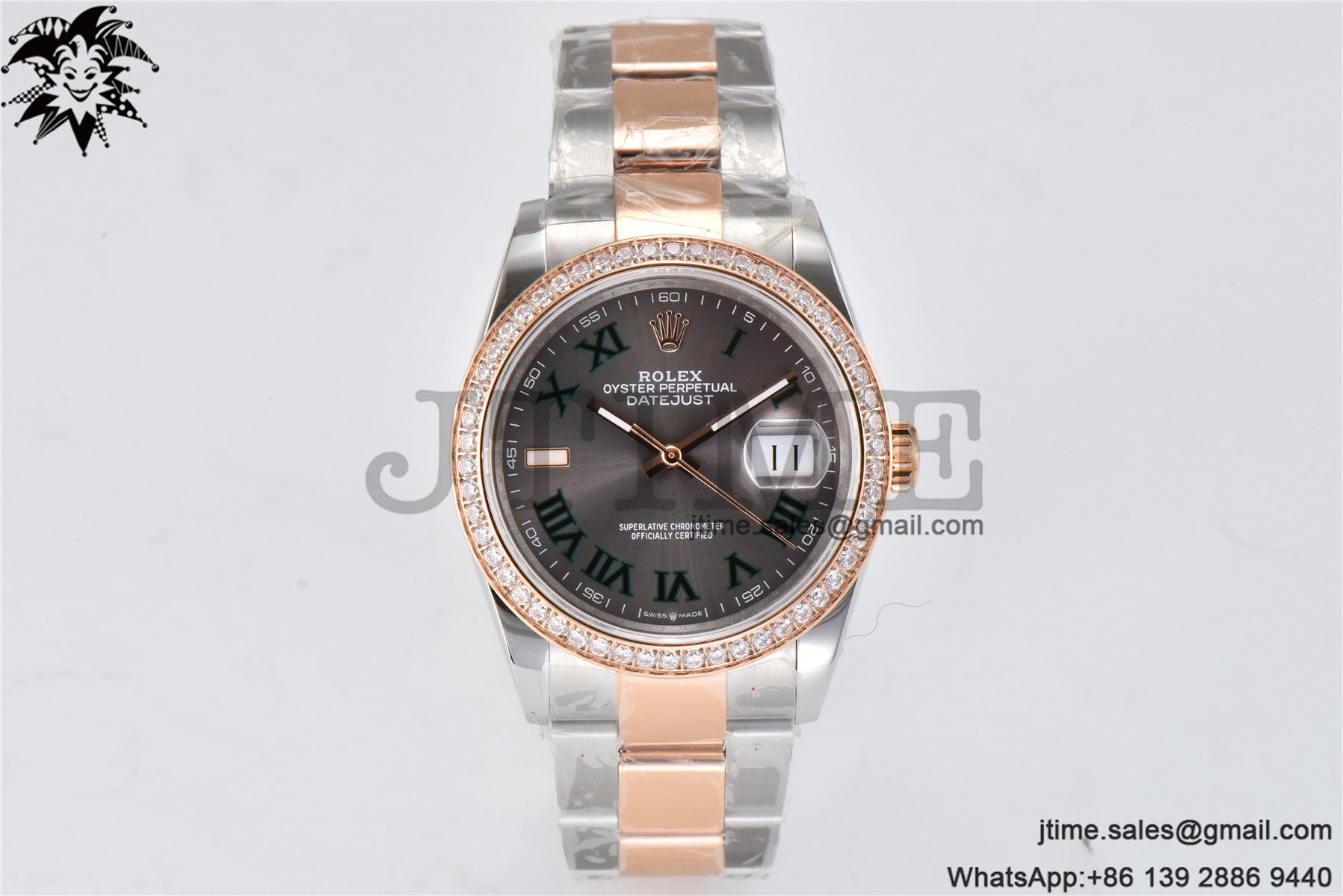 DateJust 36 SS/RG 126203 BPF 1:1 Best Edition Full Diamond Bezel Gray Dial on Oyster Bracelet A2824 - Image 3
