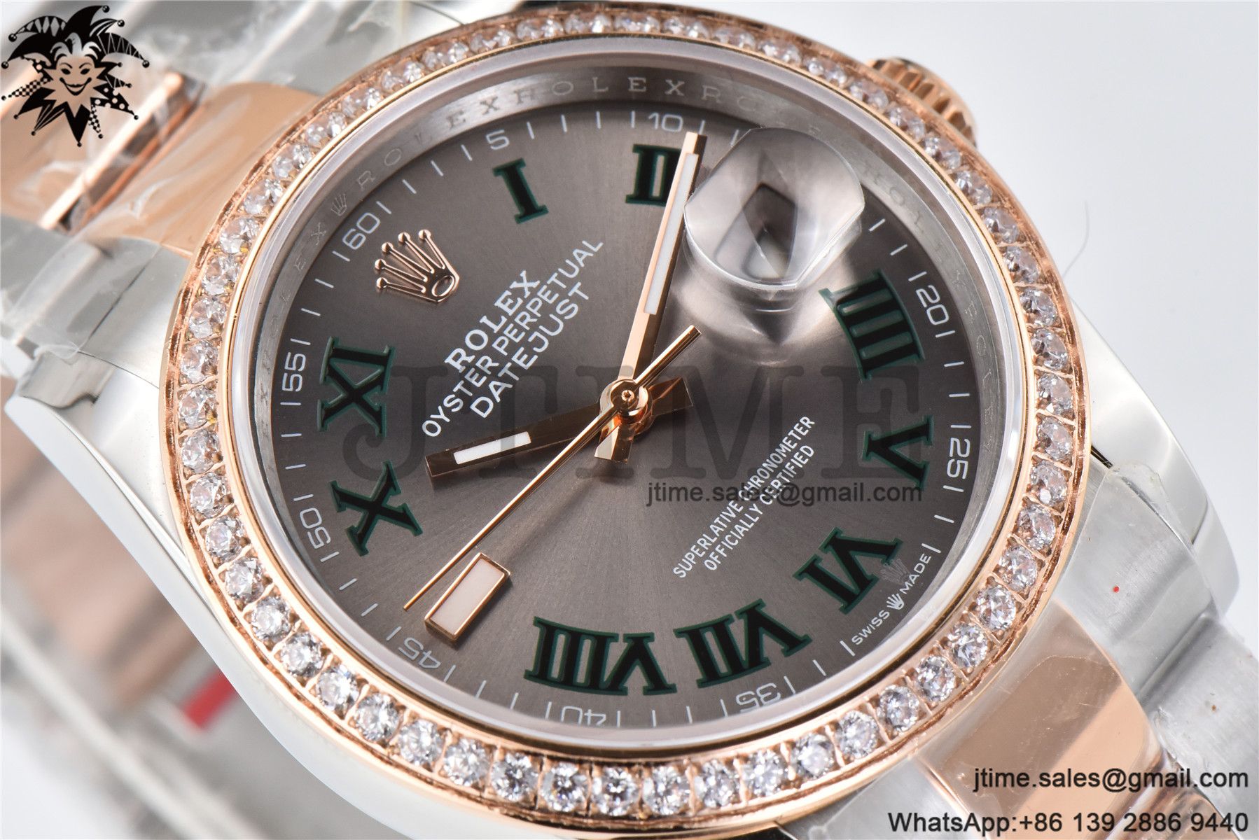 DateJust 36 SS/RG 126203 BPF 1:1 Best Edition Full Diamond Bezel Gray Dial on Oyster Bracelet A2824 - Image 5