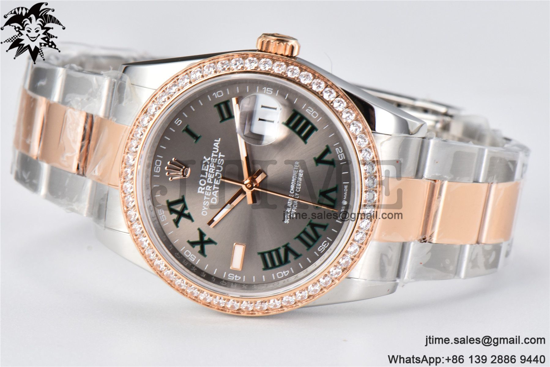 DateJust 36 SS/RG 126203 BPF 1:1 Best Edition Full Diamond Bezel Gray Dial on Oyster Bracelet A2824 - Image 8