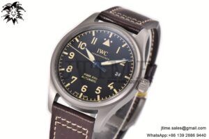 Mark XVIII IW327006 Titanium M+F 1:1 Best Edition Black Dial on Brown Leather Strap A35111
