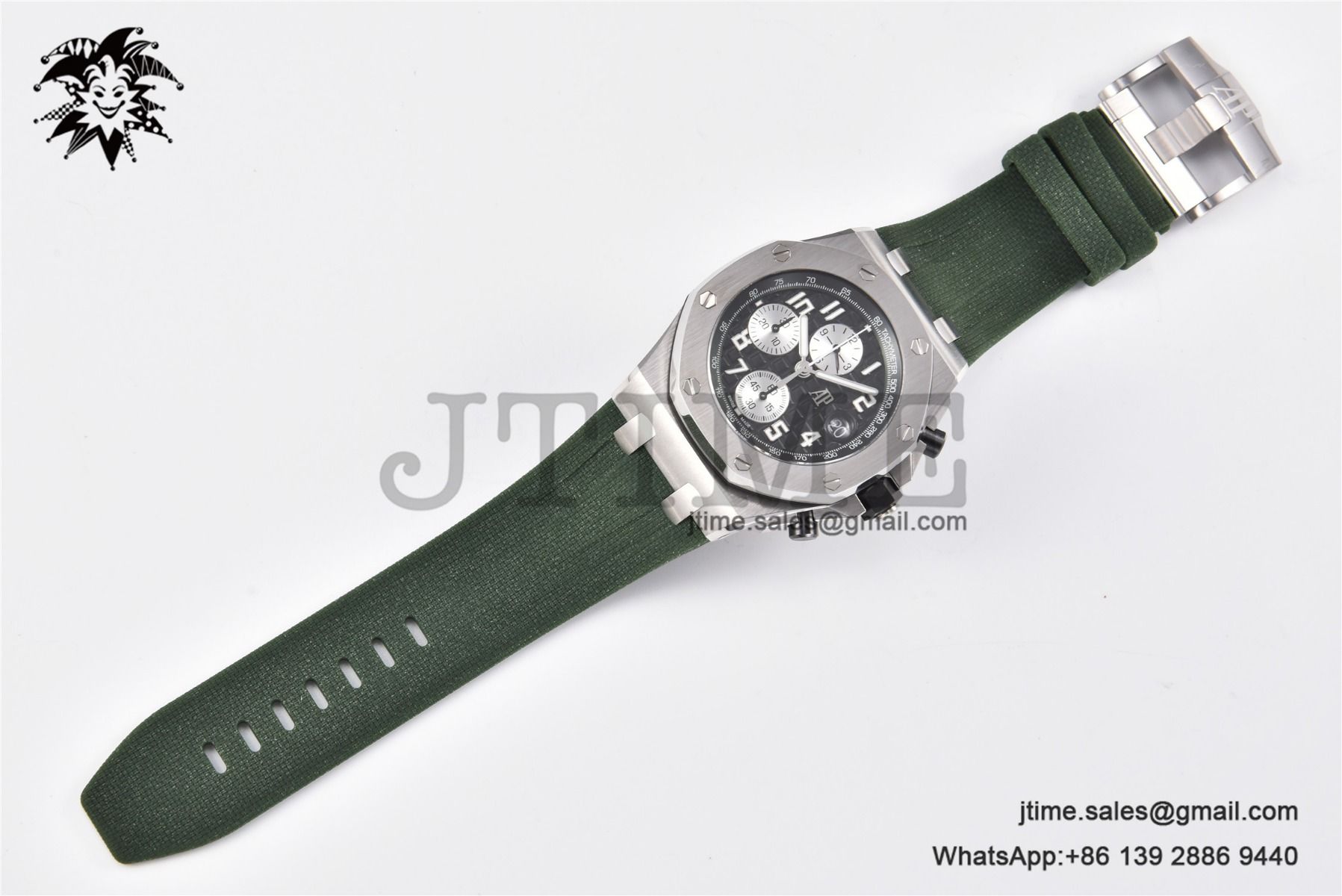 Royal Oak Offshore 42mm SS APF 1:1 Best Edition Green Dial on Green Rubber Strap A4404 - Image 6