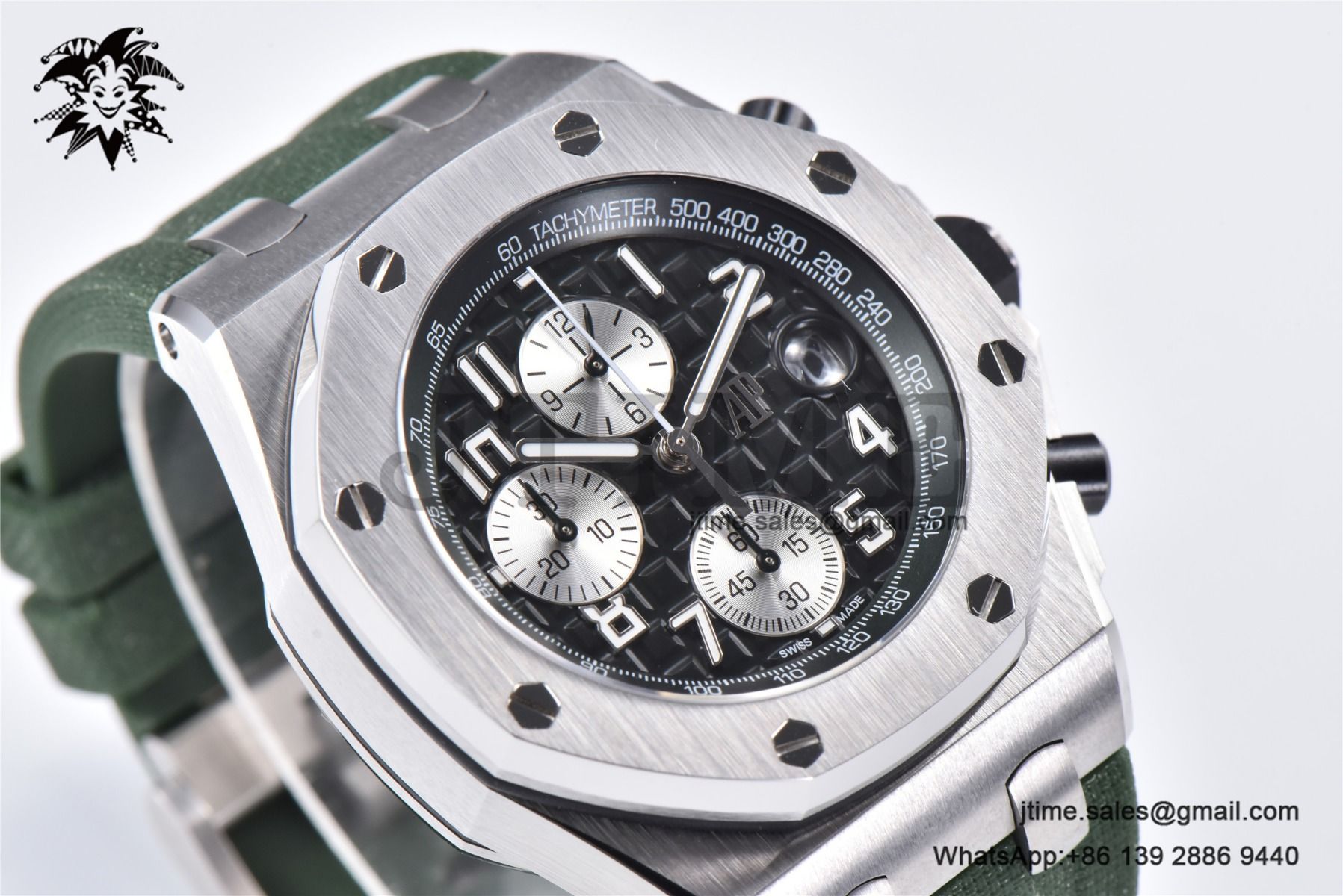 Royal Oak Offshore 42mm SS APF 1:1 Best Edition Green Dial on Green Rubber Strap A4404 - Image 3