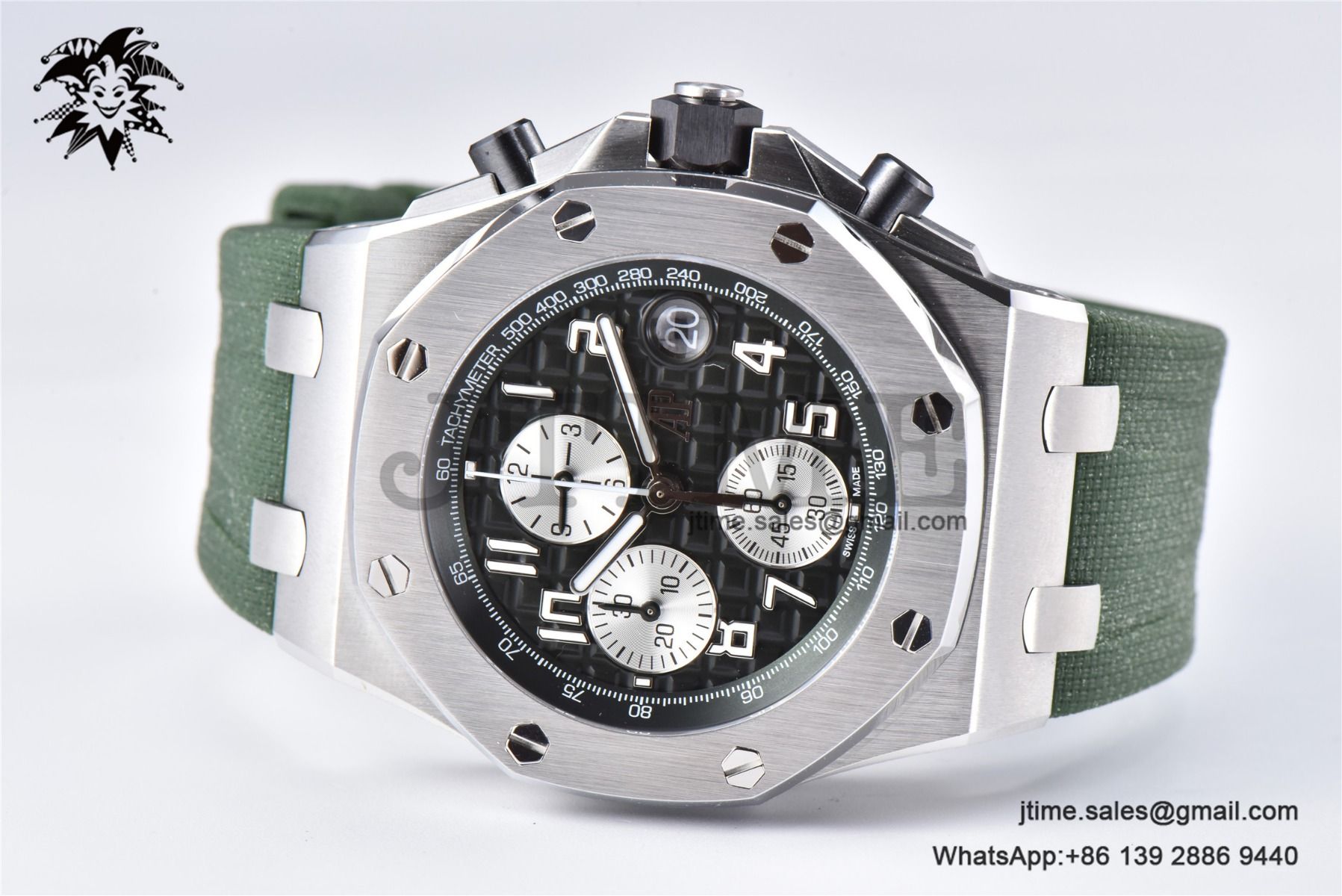 Royal Oak Offshore 42mm SS APF 1:1 Best Edition Green Dial on Green Rubber Strap A4404 - Image 2