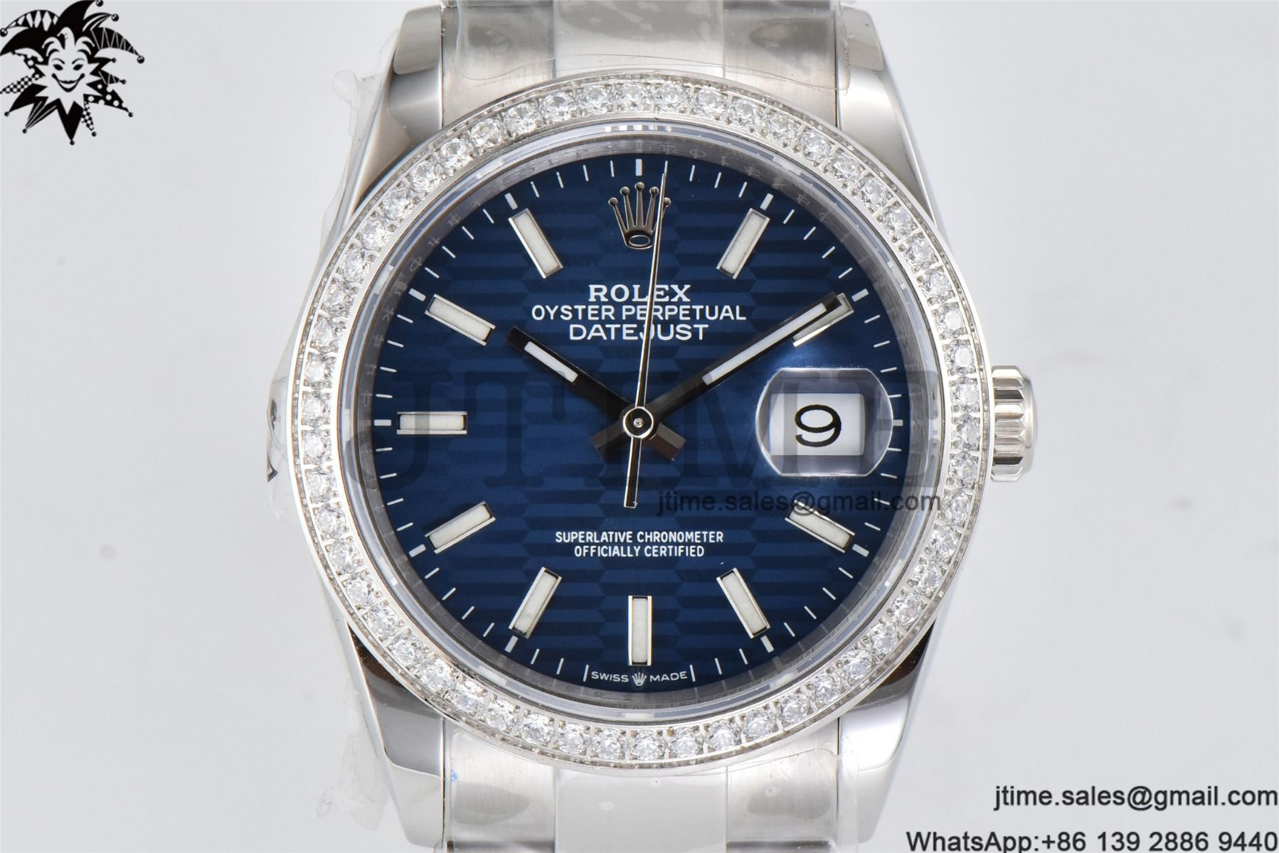 DateJust 36mm SS BPF 1:1 Best Edition Diamond Bezel New Blue Dial on Oyster Bracelet A2824 - Image 3