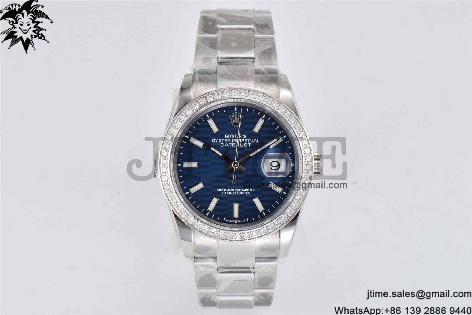 DateJust 36mm SS BPF 1:1 Best Edition Diamond Bezel New Blue Dial on Oyster Bracelet A2824 - Image 4
