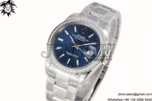 DateJust 36mm SS BPF 1:1 Best Edition Diamond Bezel New Blue Dial on Oyster Bracelet A2824